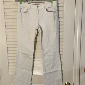 Tory Burch Women's Classic White Boot Cut Gold Tone Hardware Jeans